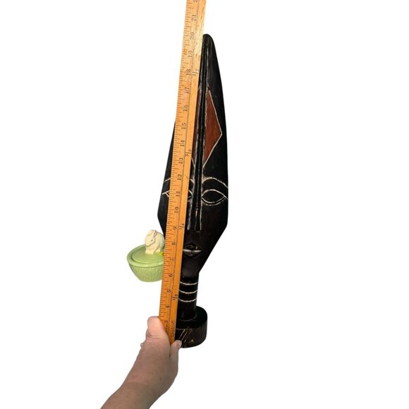 African Ghana Tribal Wood Face Carving Sculpture Handcrafted Decor Vntg Art - Picture 4 of 7